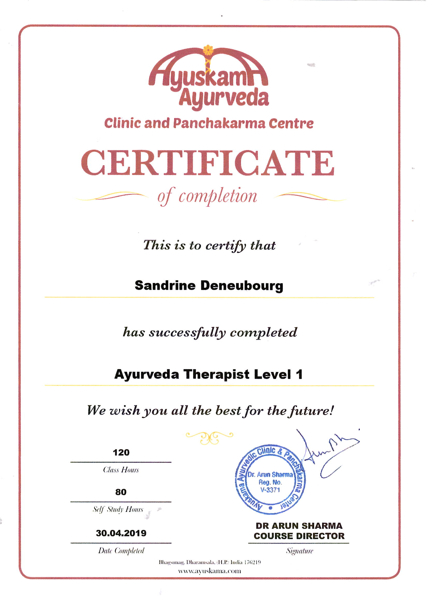 DIPLOME THERAPEUTHE AYURVEDIQUE